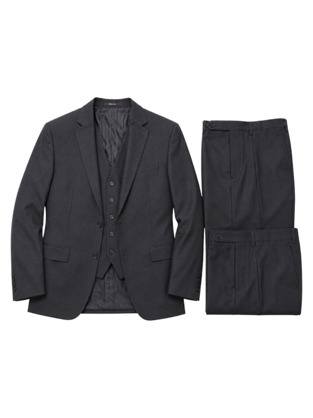 46L Mens Rossini Charcoal 3 Piece Suit 2 Pants Blazer Vest Formal Set